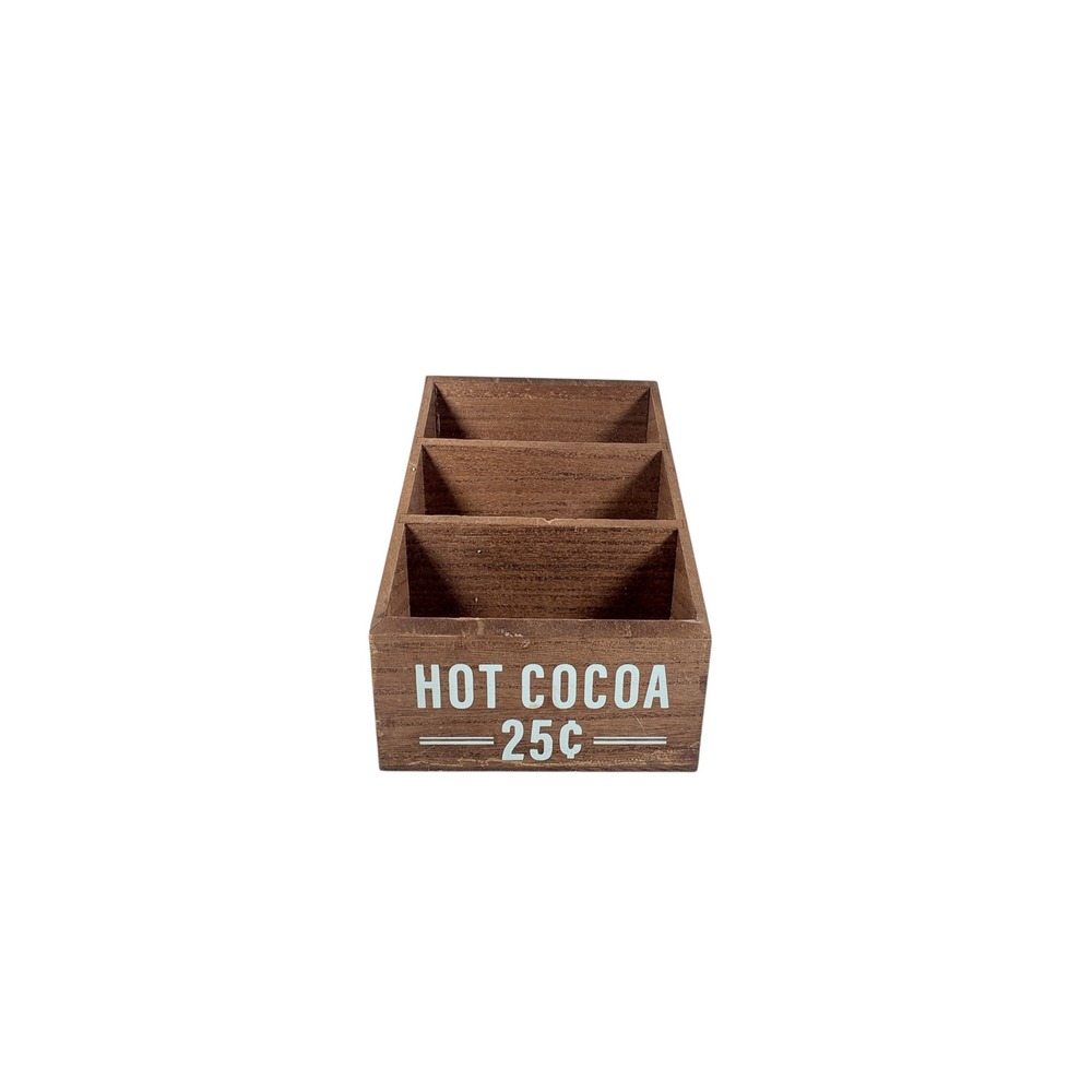 Unbranded Hot Cocoa Organizer Caddy Brown Wood Excellent Rustic 3-Tier Slanted